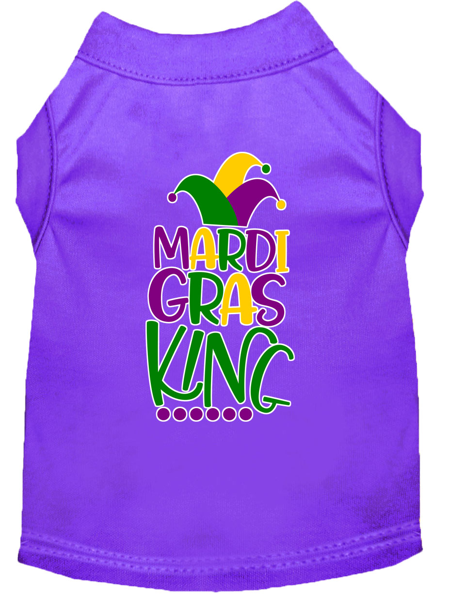 Mardi Gras King Screen Print Mardi Gras Dog Shirt Purple Lg
